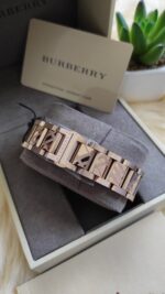 Burberry The City Engraved Check Ladies Watch - Image 5