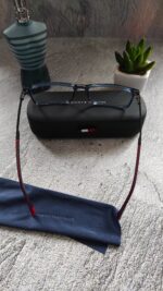 Tommy Hilfiger Blue Rectangular Mens Eyeglasses - Image 4