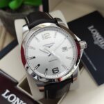 Longines Conquest Silver Sunray Mens Watch