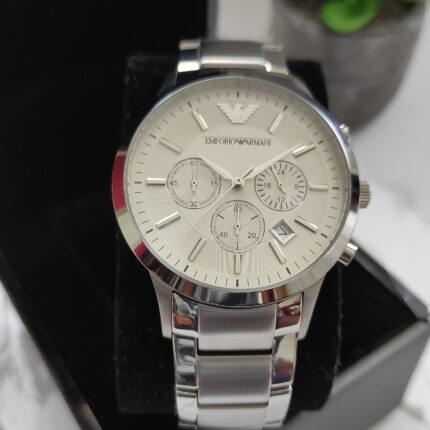 Emporio Armani Renato Silver Mens Chronograph Watch